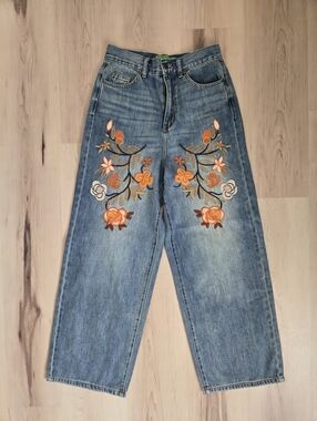 NWT Sandrine Rose for Free People Embroidered Rose Jeans, Size 24